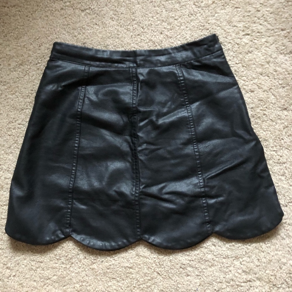 Altard State Scallop Hem Faux Leather Skirt